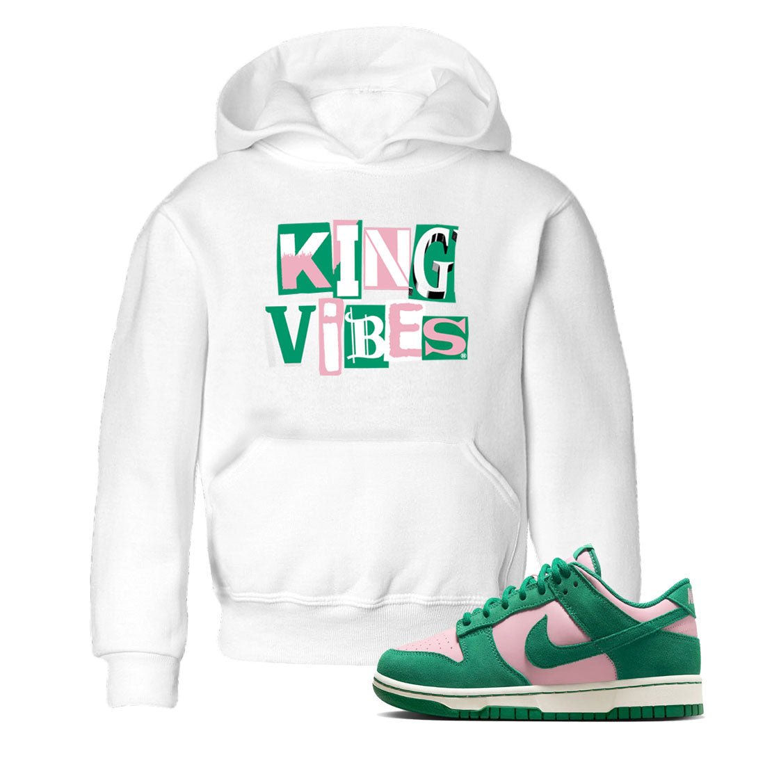 Dunk Low Medium Soft Pink Malachite shirt to match jordans King Vibes sneaker tees Dunks Medium Soft Pink Malachite Streetwear Brand SNRT Sneaker Release Tees baby toddler White 1 cotton Shirt