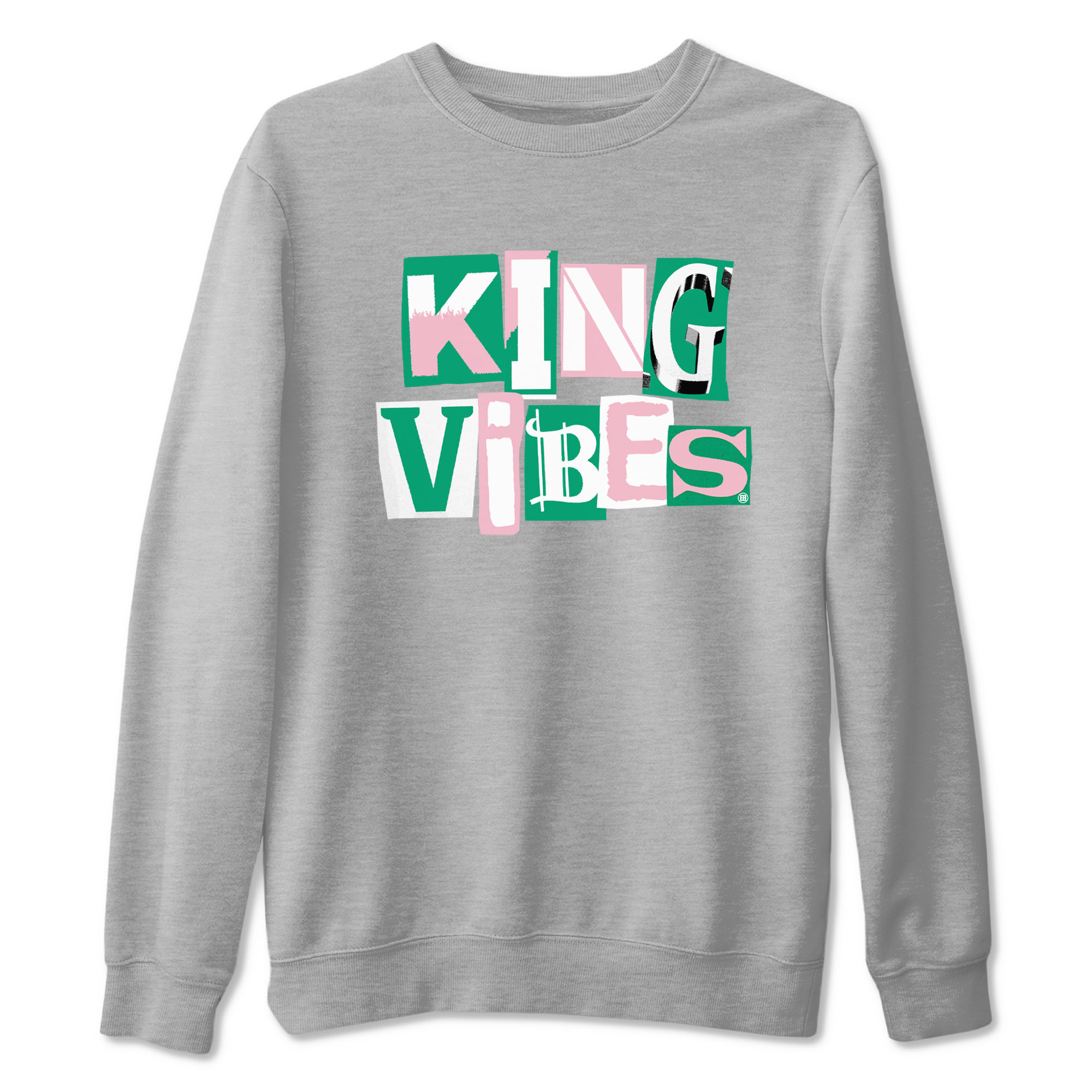 Dunk Low Medium Soft Pink Malachite shirt to match jordans King Vibes sneaker tees Dunks Medium Soft Pink Malachite Streetwear Brand SNRT Sneaker Release Tees unisex cotton Heather Grey 2 crew neck shirt