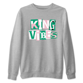 Dunk Low Medium Soft Pink Malachite shirt to match jordans King Vibes sneaker tees Dunks Medium Soft Pink Malachite Streetwear Brand SNRT Sneaker Release Tees unisex cotton Heather Grey 2 crew neck shirt