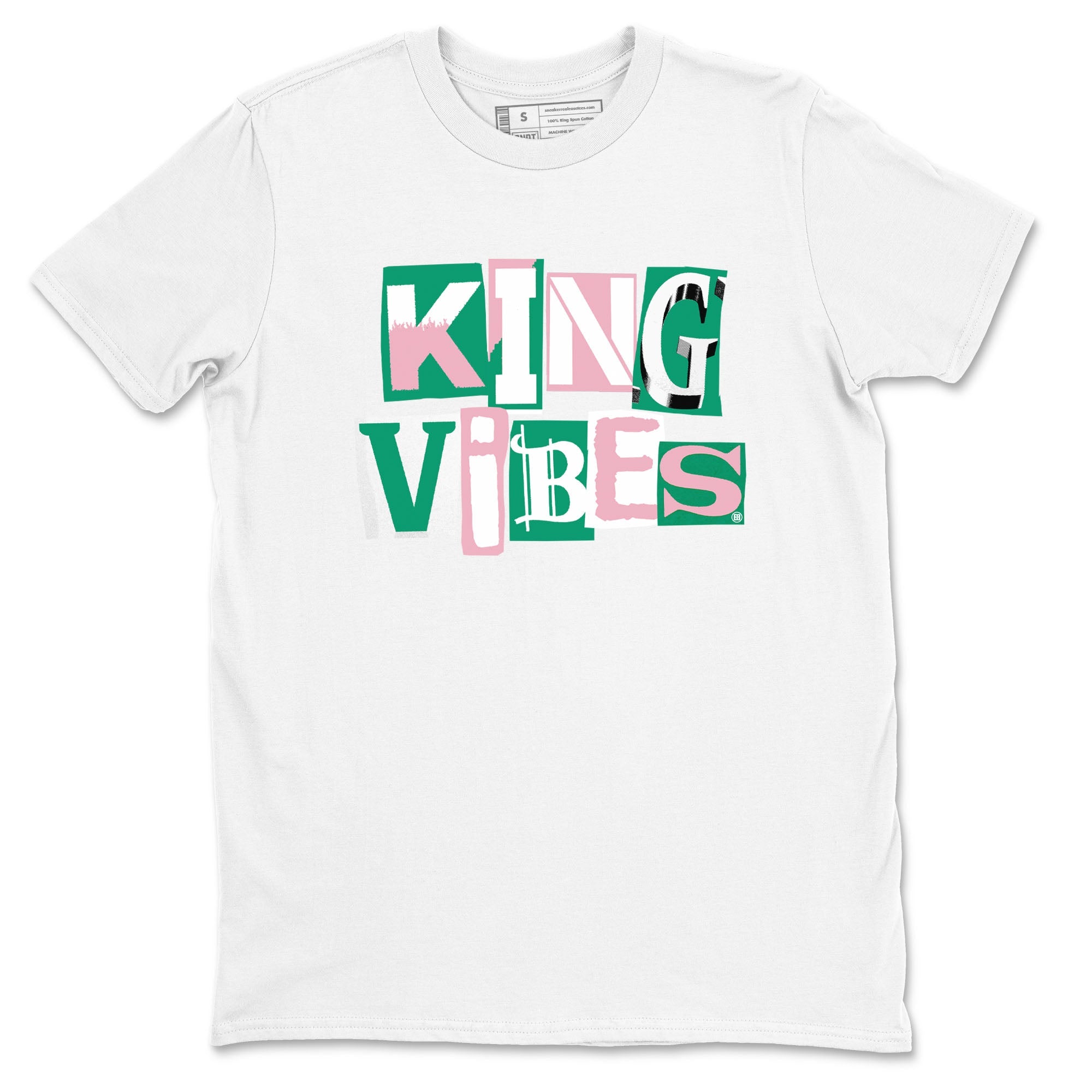 Dunk Low Medium Soft Pink Malachite shirt to match jordans King Vibes sneaker tees Dunks Medium Soft Pink Malachite Streetwear Brand SNRT Sneaker Release Tees unisex cotton White 2 crew neck shirt