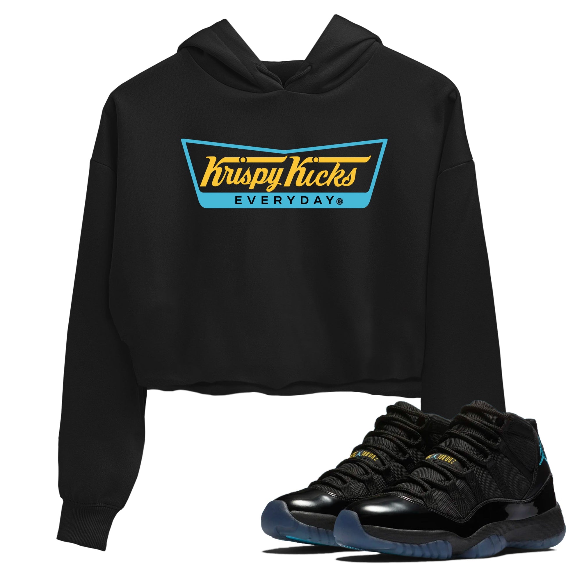 Sneaker match tees – Sneaker Tees To Match Air Jordan 11 Gamma Shoes – Kripsy Kicks Crop T-Shirt Black 1