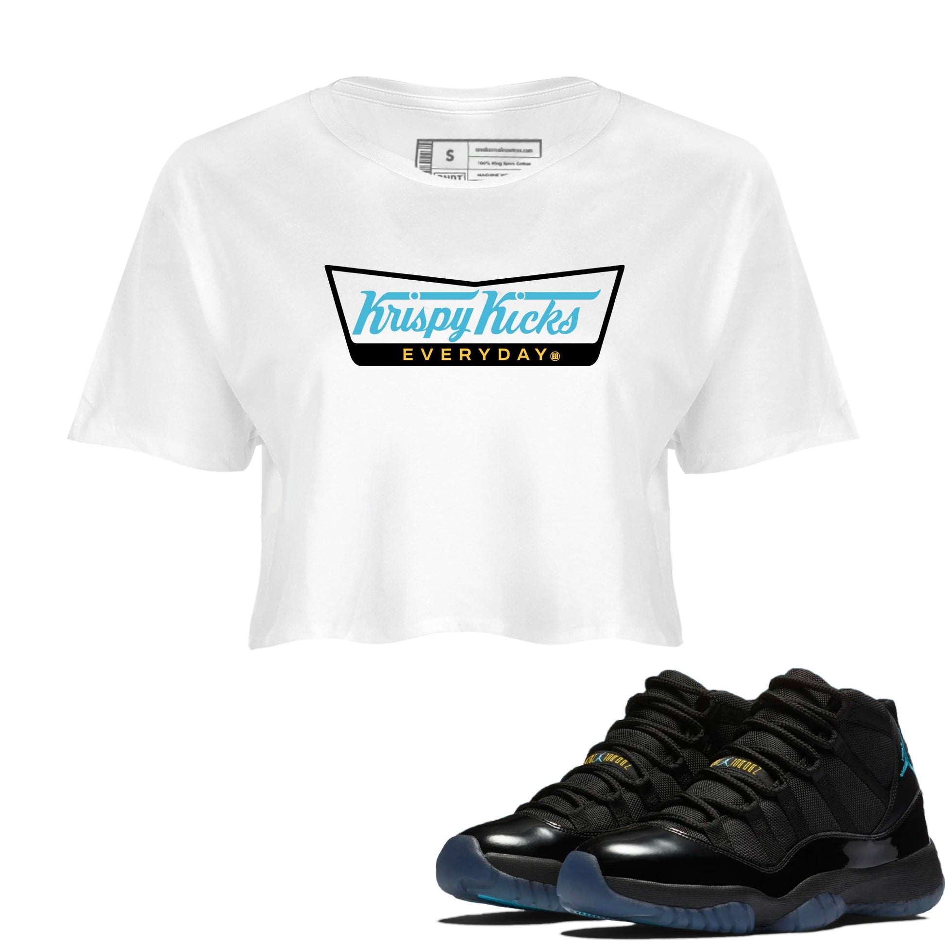Sneaker match tees – Sneaker Tees To Match Air Jordan 11 Gamma Shoes – Kripsy Kicks Crop T-Shirt White 1