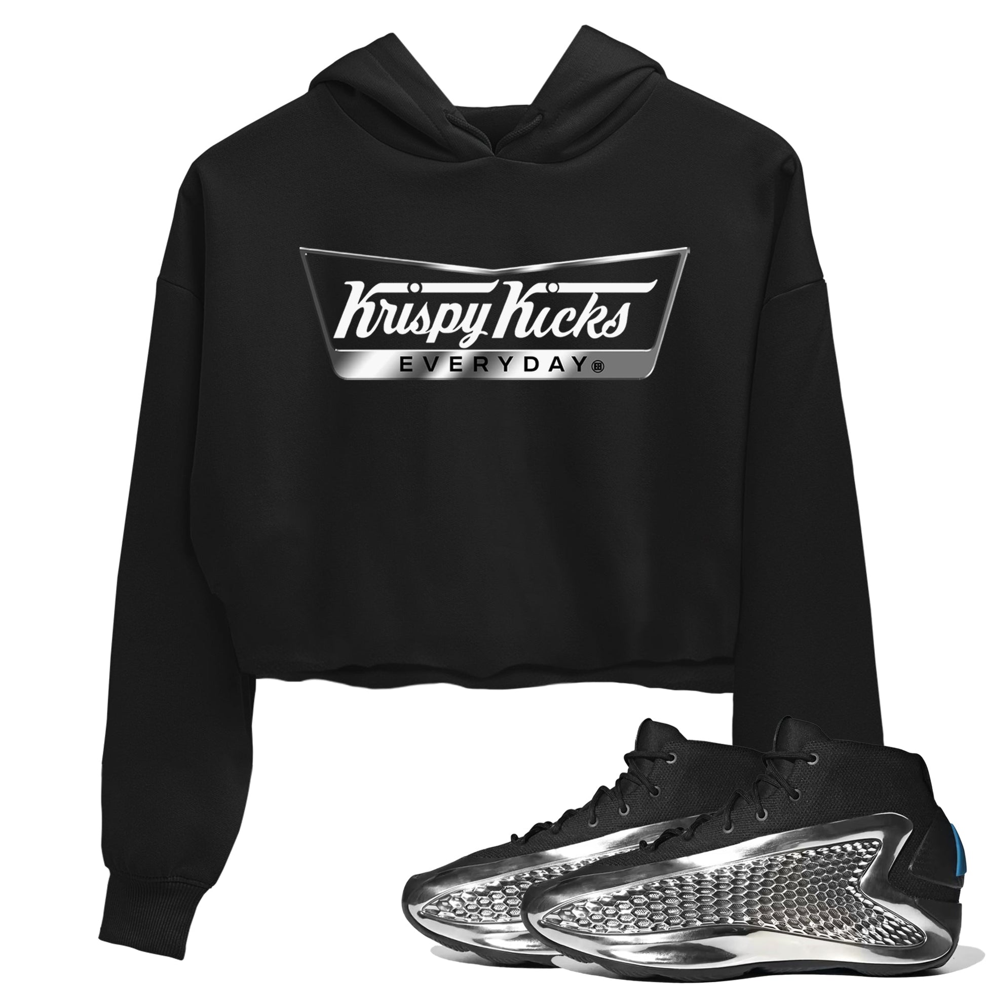 Adidas AE 1 Silver Metallic shirts to match jordans Krispy Kicks sneaker match tees AE 1 Silver Metallic match shoes to clothes SNRT Sneaker Tees unisex cotton Black 1 crop tee