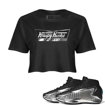 Adidas AE 1 Silver Metallic shirts to match jordans Krispy Kicks sneaker match tees AE 1 Silver Metallic match shoes to clothes SNRT Sneaker Tees unisex cotton Black 1 crop tee