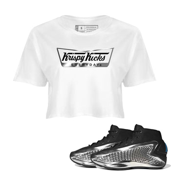 Adidas AE 1 Silver Metallic shirts to match jordans Krispy Kicks sneaker match tees AE 1 Silver Metallic match shoes to clothes SNRT Sneaker Tees unisex cotton White 1 crop tee