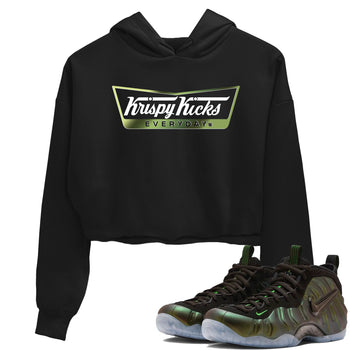 Best Christmas gifts for sneakerheads - Sneaker Tees To Match Air Foamposite One Pine Green Sneakers – Krispy Kicks Crop T-Shirt Black 1