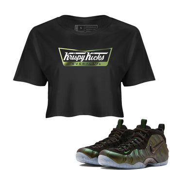 Best Christmas gifts for sneakerheads - Sneaker Tees To Match Air Foamposite One Pine Green Sneakers – Krispy Kicks Crop T-Shirt Black 1