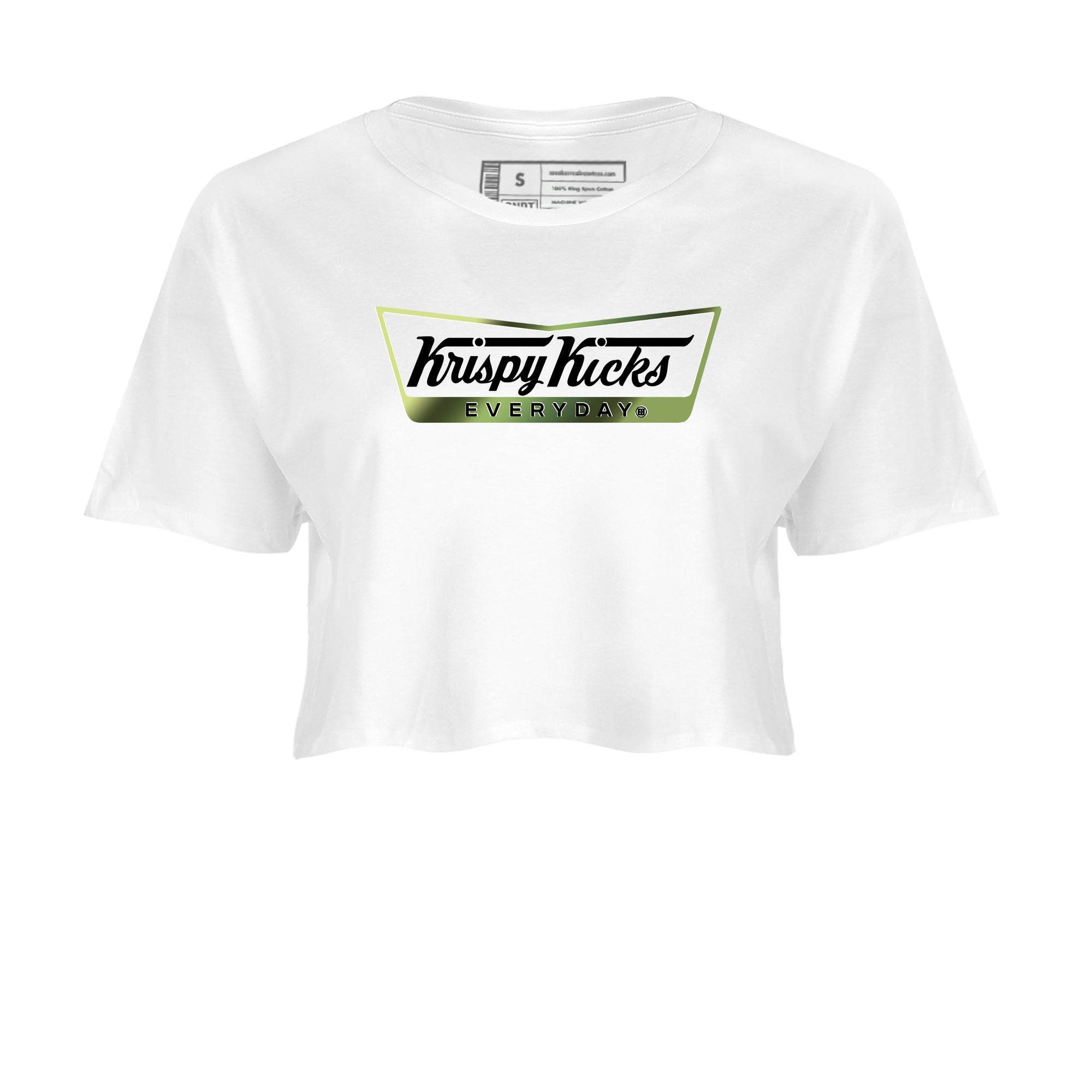 Best Christmas gifts for sneakerheads - Sneaker Tees To Match Air Foamposite One Pine Green Sneakers – Krispy Kicks Crop T-Shirt White 2