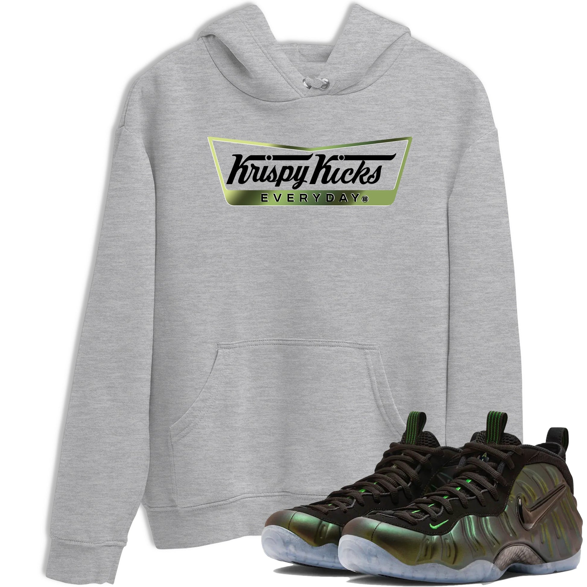 Best Christmas gifts for sneakerheads - Sneaker Tees To Match Air Foamposite One Pine Green Sneakers – Krispy Kicks Tee Heather Grey 1
