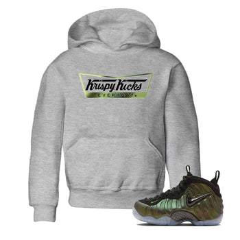 Best Christmas gifts for sneakerheads - Sneaker Tees To Match Air Foamposite One Pine Green Sneakers – Krispy Kicks Kids T-Shirt Heather Grey 1