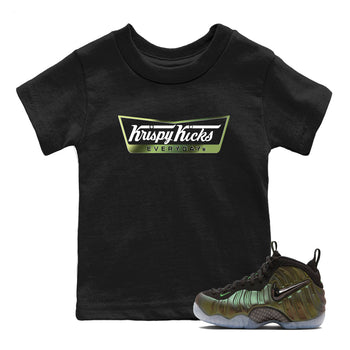 Best Christmas gifts for sneakerheads - Sneaker Tees To Match Air Foamposite One Pine Green Sneakers – Krispy Kicks Kids T-Shirt Black 1