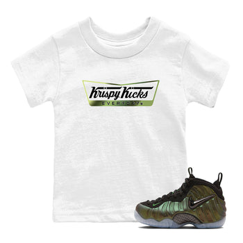 Best Christmas gifts for sneakerheads - Sneaker Tees To Match Air Foamposite One Pine Green Sneakers – Krispy Kicks Kids T-Shirt White 1