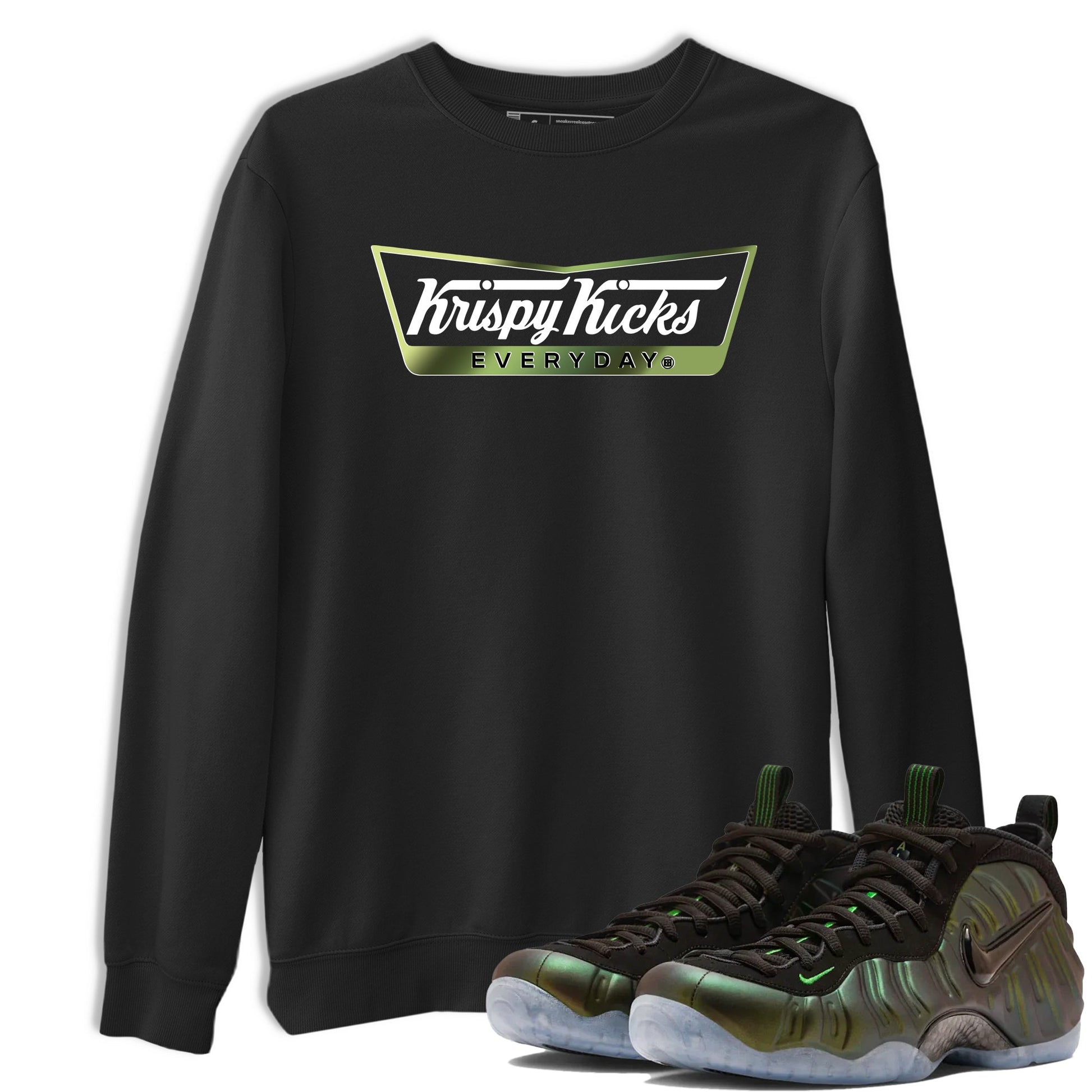 Best Christmas gifts for sneakerheads - Sneaker Tees To Match Air Foamposite One Pine Green Sneakers – Krispy Kicks Tee Black 1