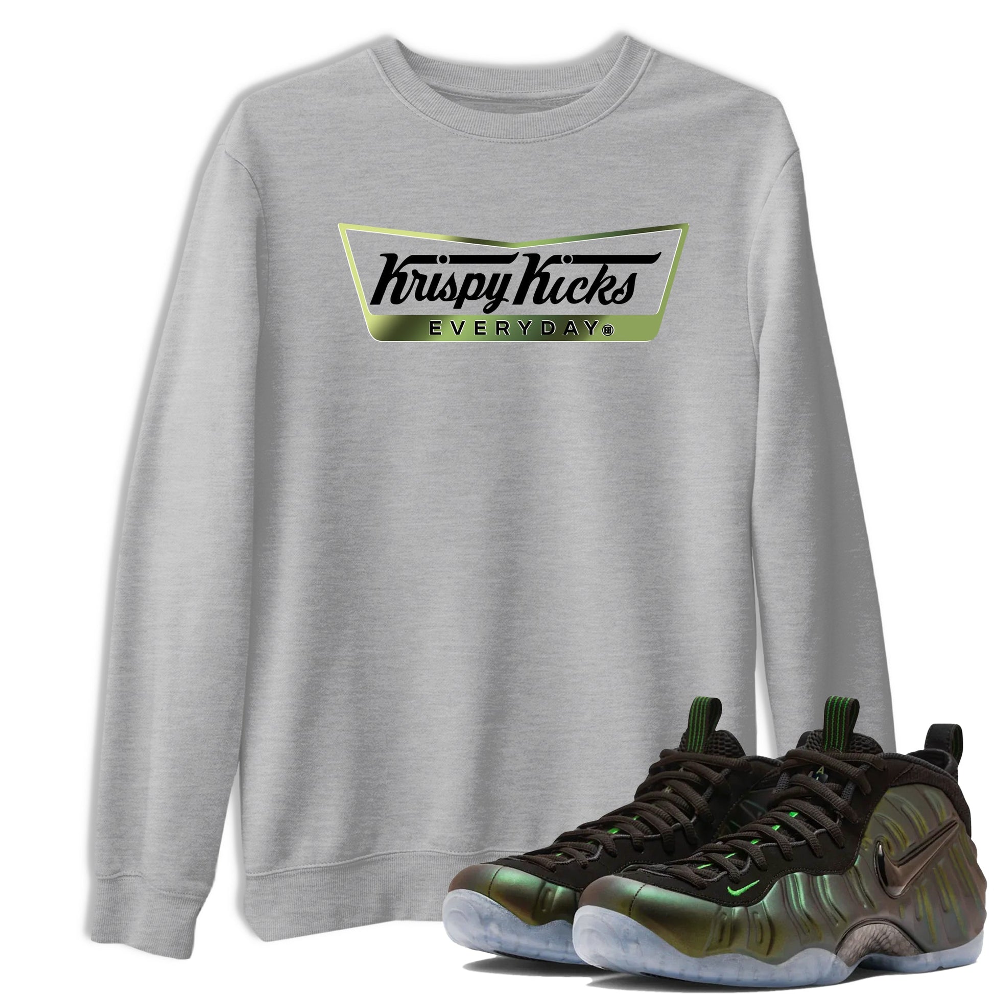 Best Christmas gifts for sneakerheads - Sneaker Tees To Match Air Foamposite One Pine Green Sneakers – Krispy Kicks Tee Heather Grey 1