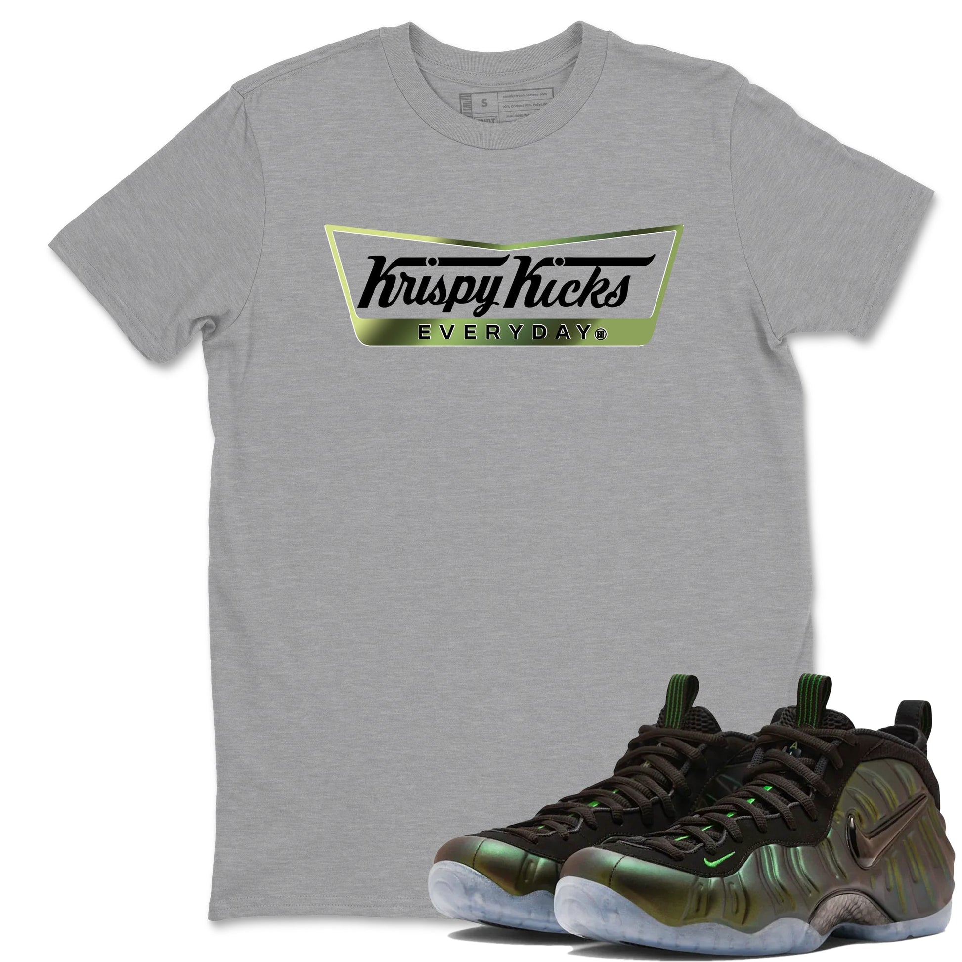 Best Christmas gifts for sneakerheads - Sneaker Tees To Match Air Foamposite One Pine Green Sneakers – Krispy Kicks Tee Heather Grey 1