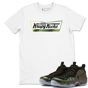 Best Christmas gifts for sneakerheads - Sneaker Tees To Match Air Foamposite One Pine Green Sneakers – Krispy Kicks Tee White 1