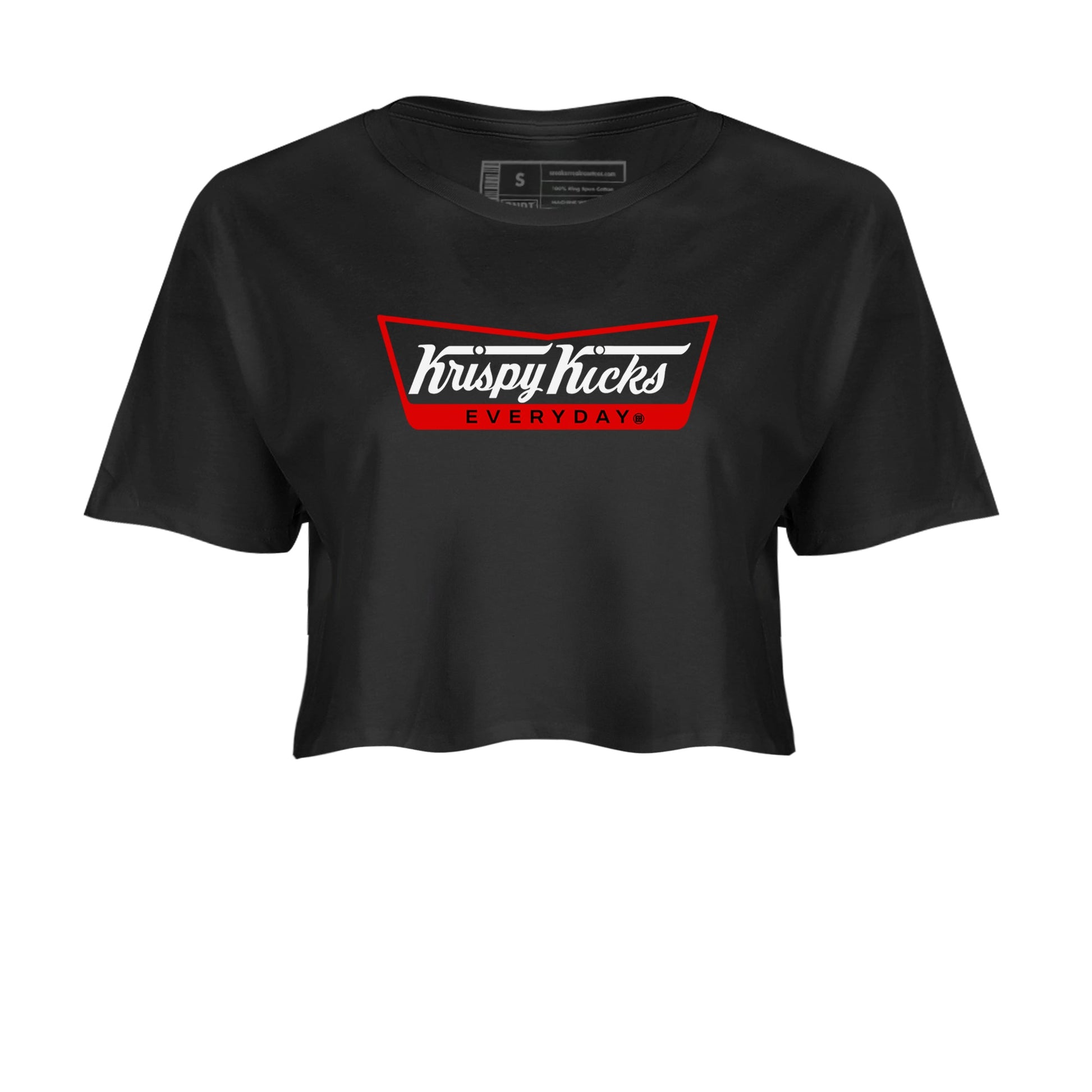 1s Black Toe Reimagined shirts to match jordans Krispy Kicks sneaker match tees Air Jordan 1 Black Toe Reimagined SNRT Sneaker Tees streetwear brand Black 2 crop tee