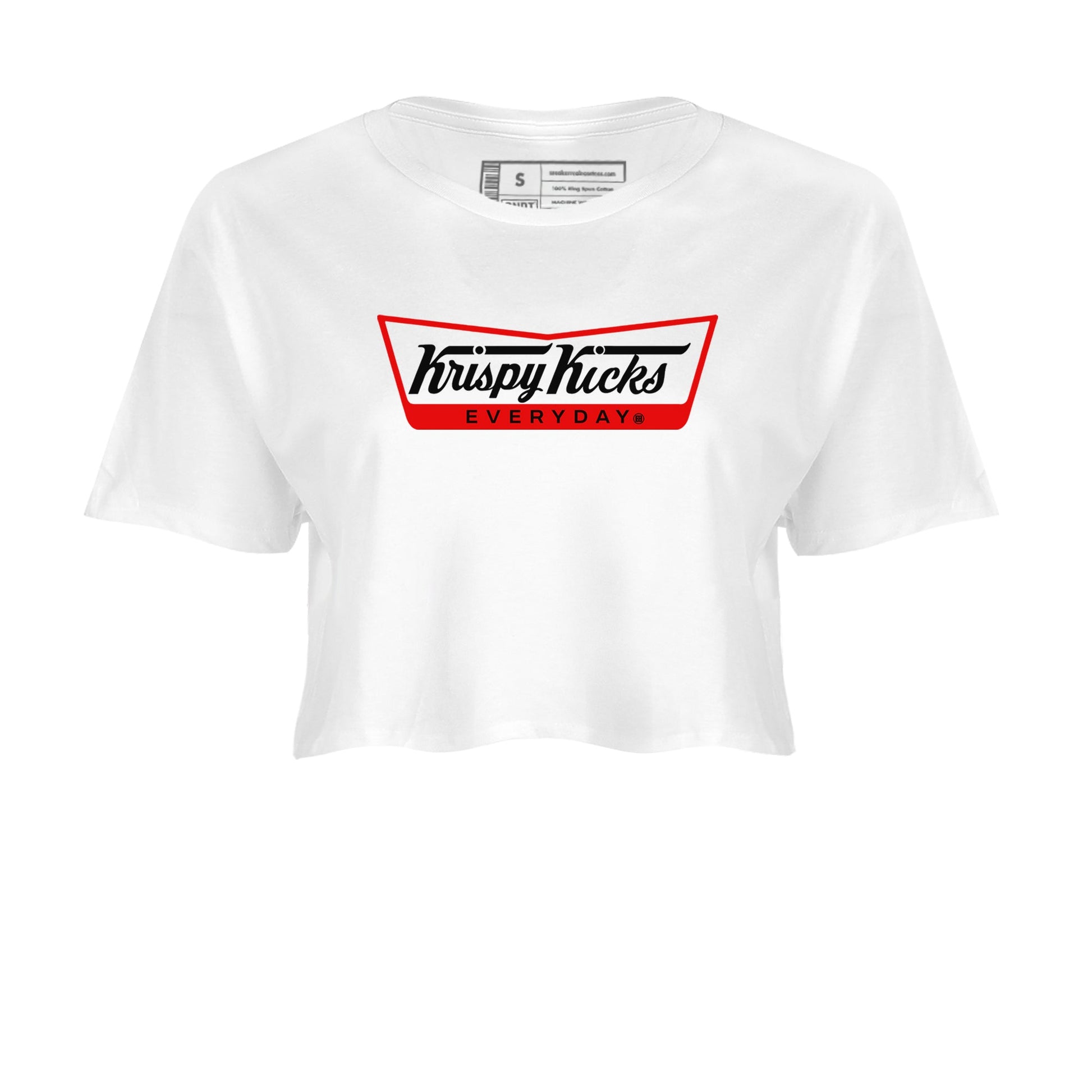 1s Black Toe Reimagined shirts to match jordans Krispy Kicks sneaker match tees Air Jordan 1 Black Toe Reimagined SNRT Sneaker Tees streetwear brand White 2 crop tee