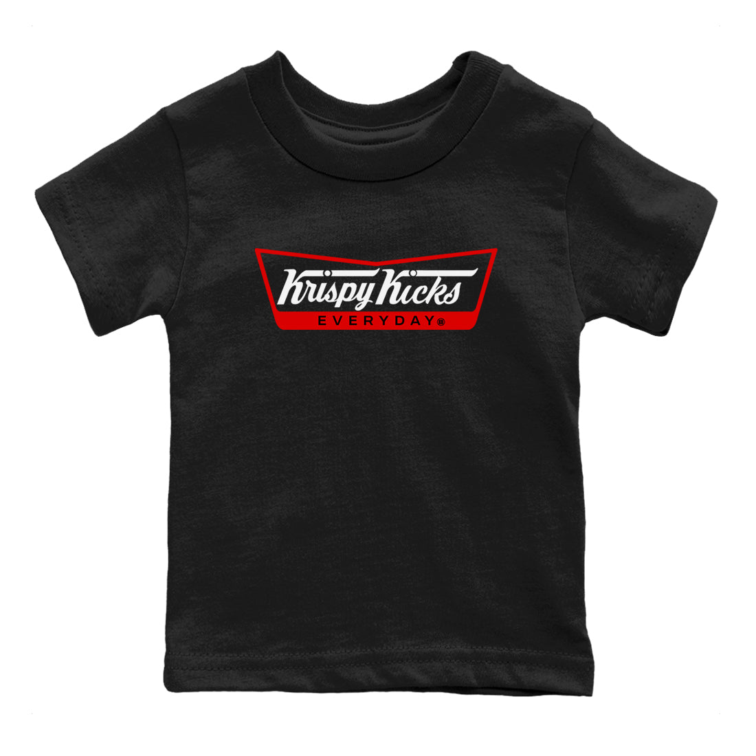 1s Black Toe Reimagined shirts to match jordans Krispy Kicks sneaker match tees Air Jordan 1 Black Toe Reimagined SNRT Sneaker Tees streetwear brand Baby and Youth Black 2 cotton tee