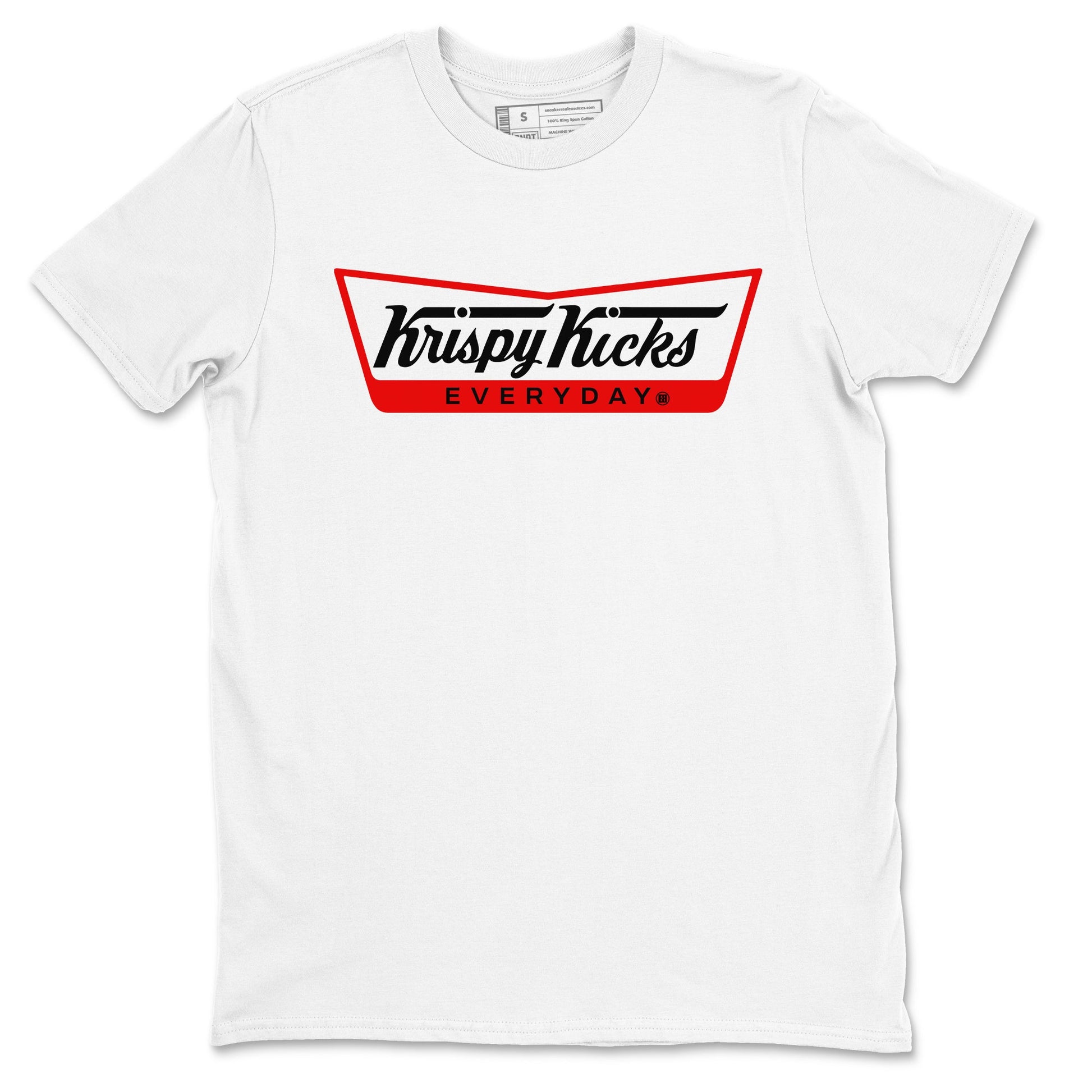 1s Black Toe Reimagined shirts to match jordans Krispy Kicks sneaker match tees Air Jordan 1 Black Toe Reimagined SNRT Sneaker Tees streetwear brand White 2 unisex cotton tee