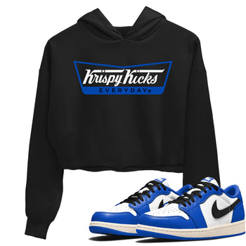 1s Game Royal shirts to match jordans Krispy Kicks sneaker match tees Air Jordan 1 Retro Low OG Game Royal match shoes to clothes SNRT Sneaker Tees unisex cotton Black 1 crop tee