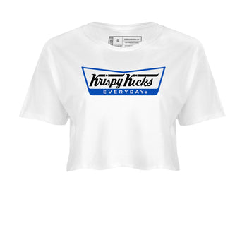 1s Game Royal shirts to match jordans Krispy Kicks sneaker match tees Air Jordan 1 Retro Low OG Game Royal match shoes to clothes SNRT Sneaker Tees unisex cotton White 2 crop tee