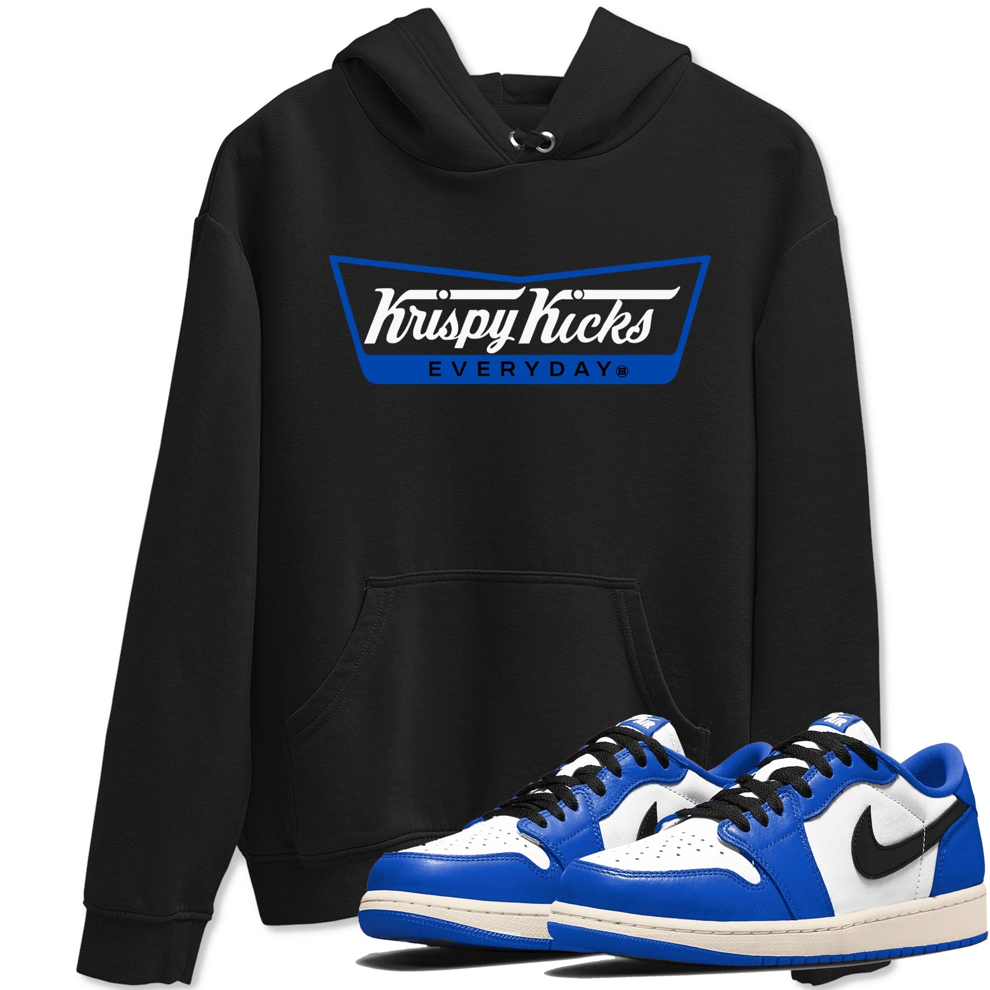 1s Game Royal shirts to match jordans Krispy Kicks sneaker match tees Air Jordan 1 Retro Low OG Game Royal match shoes to clothes SNRT Sneaker Tees unisex cotton Black 1 shirts