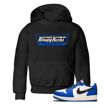 1s Game Royal shirts to match jordans Krispy Kicks sneaker match tees Air Jordan 1 Retro Low OG Game Royal match shoes to clothes SNRT Sneaker Tees Youth Baby Black 1 tee