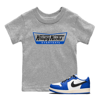 1s Game Royal shirts to match jordans Krispy Kicks sneaker match tees Air Jordan 1 Retro Low OG Game Royal match shoes to clothes SNRT Sneaker Tees Youth Baby Heather Grey 1 tee