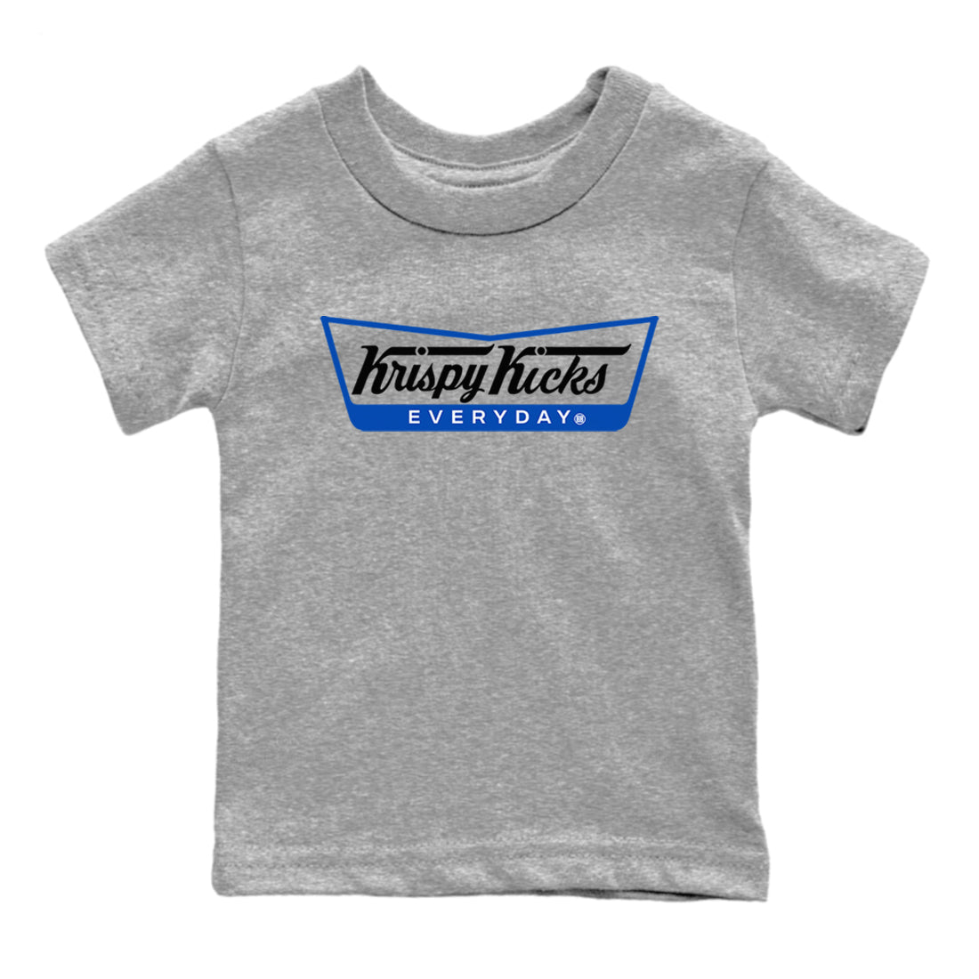 1s Game Royal shirts to match jordans Krispy Kicks sneaker match tees Air Jordan 1 Retro Low OG Game Royal match shoes to clothes SNRT Sneaker Tees Youth Baby Heather Grey 2 tee