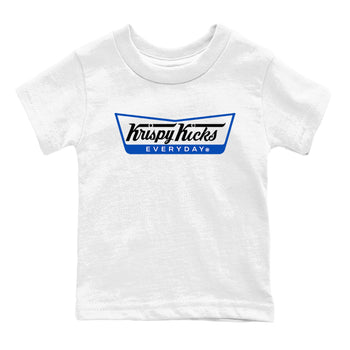 1s Game Royal shirts to match jordans Krispy Kicks sneaker match tees Air Jordan 1 Retro Low OG Game Royal match shoes to clothes SNRT Sneaker Tees Youth Baby White 2 tee