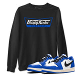 1s Game Royal shirts to match jordans Krispy Kicks sneaker match tees Air Jordan 1 Retro Low OG Game Royal match shoes to clothes SNRT Sneaker Tees unisex cotton Black 1 shirts