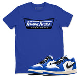 1s Game Royal shirts to match jordans Krispy Kicks sneaker match tees Air Jordan 1 Retro Low OG Game Royal match shoes to clothes SNRT Sneaker Tees unisex cotton Royal Blue 1 shirts