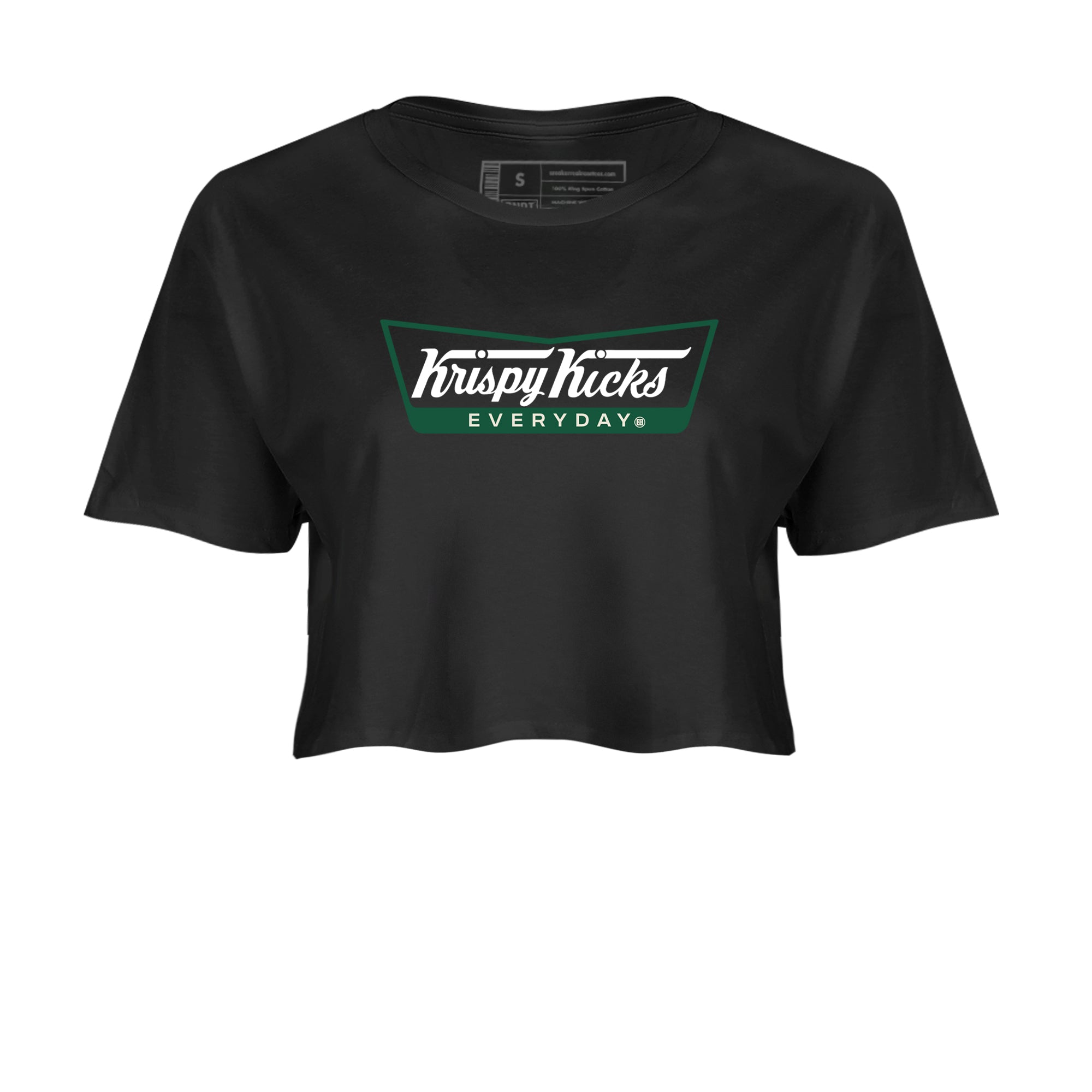 Sneaker Threads – Sneaker Tees To Match Air Jordan 1 Pro Green – Krispy Kicks Crop Tee Black 2. Perfect for Jordan releases 2025 colorways.