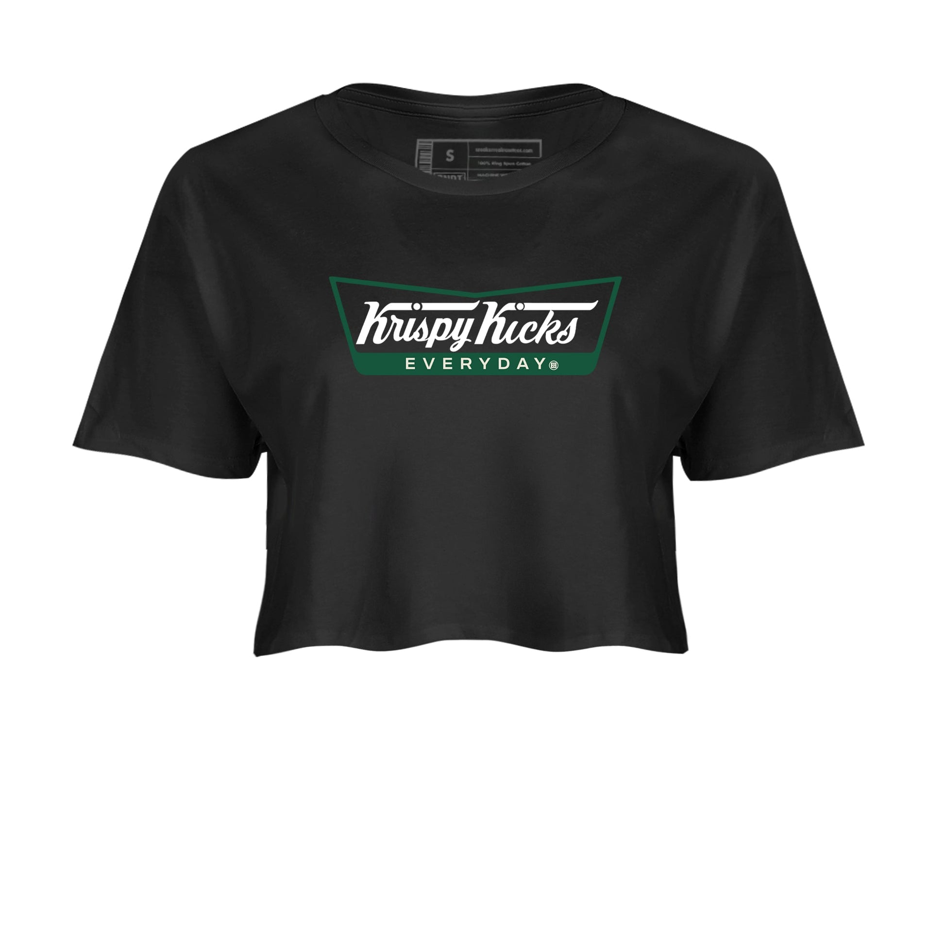 Sneaker Threads – Sneaker Tees To Match Air Jordan 1 Pro Green – Krispy Kicks Crop Tee Black 2. Perfect for Jordan releases 2025 colorways.