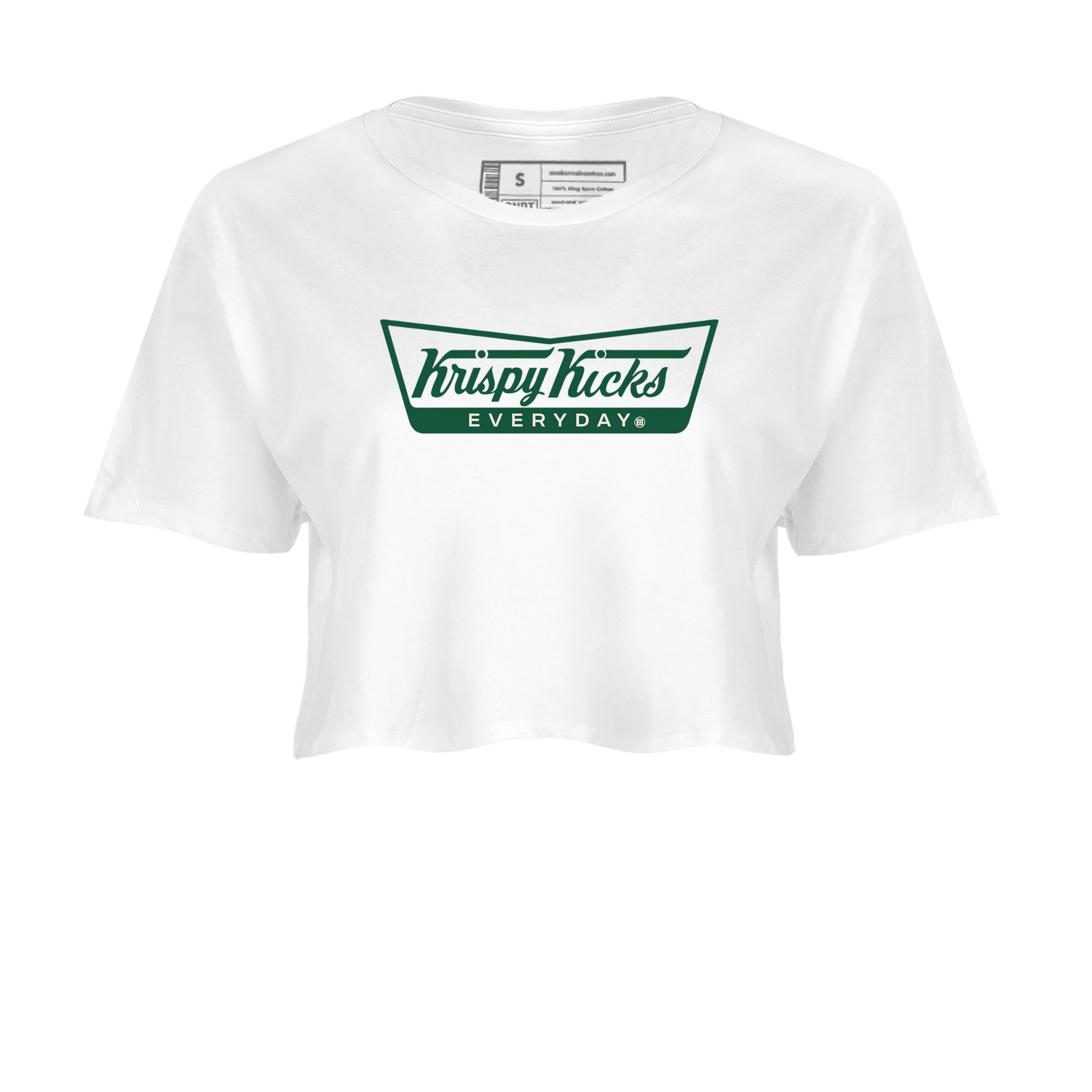 Sneaker Threads – Sneaker Tees To Match Air Jordan 1 Pro Green – Krispy Kicks Crop Tee White 2. Perfect for Jordan releases 2025 colorways.