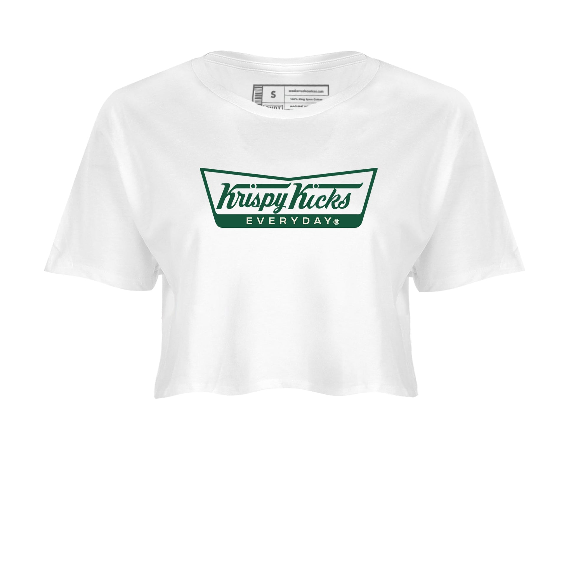 Sneaker Threads – Sneaker Tees To Match Air Jordan 1 Pro Green – Krispy Kicks Crop Tee White 2. Perfect for Jordan releases 2025 colorways.