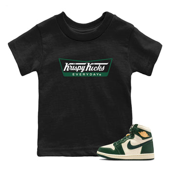 Sneaker Threads – Sneaker Tees To Match Air Jordan 1 Pro Green – Krispy Kicks Youth Graphic Tee Black 1. Perfect for Jordan releases 2025 colorways.