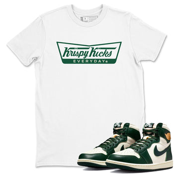 Sneaker Threads – Sneaker Tees To Match Air Jordan 1 Pro Green – Krispy Kicks Graphic Tee White 1. Perfect for Jordan releases 2025 colorways.