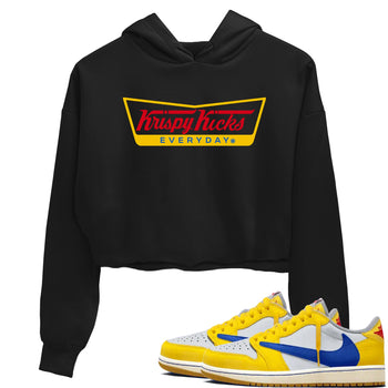 Air Jordan 1 Low x Travis Scott x Canary shirts to match jordans Krispy Kicks sneaker match tees Travis Scott Canary SNRT Sneaker Release Tees unisex cotton Black 1 Crop Shirts
