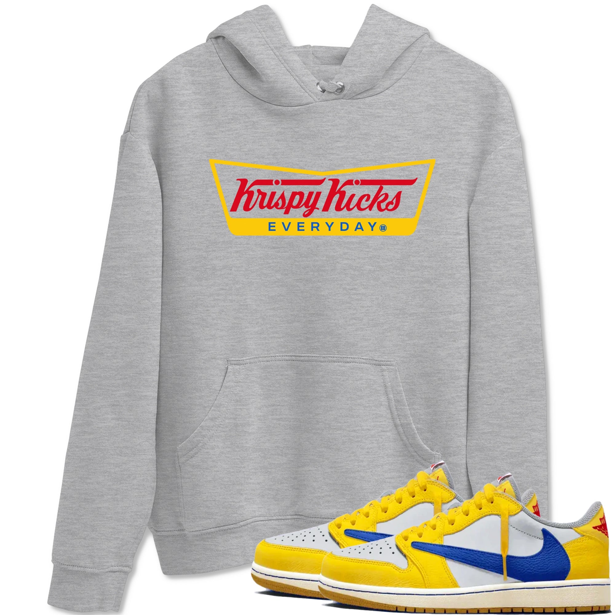 Air Jordan 1 Low x Travis Scott x Canary shirts to match jordans Krispy Kicks sneaker match tees Travis Scott Canary SNRT Sneaker Release Tees unisex cotton Heather Grey 1 crew neck shirts