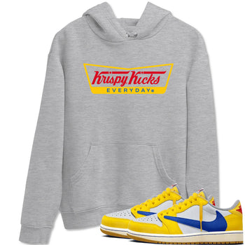Air Jordan 1 Low x Travis Scott x Canary shirts to match jordans Krispy Kicks sneaker match tees Travis Scott Canary SNRT Sneaker Release Tees unisex cotton Heather Grey 1 crew neck shirts