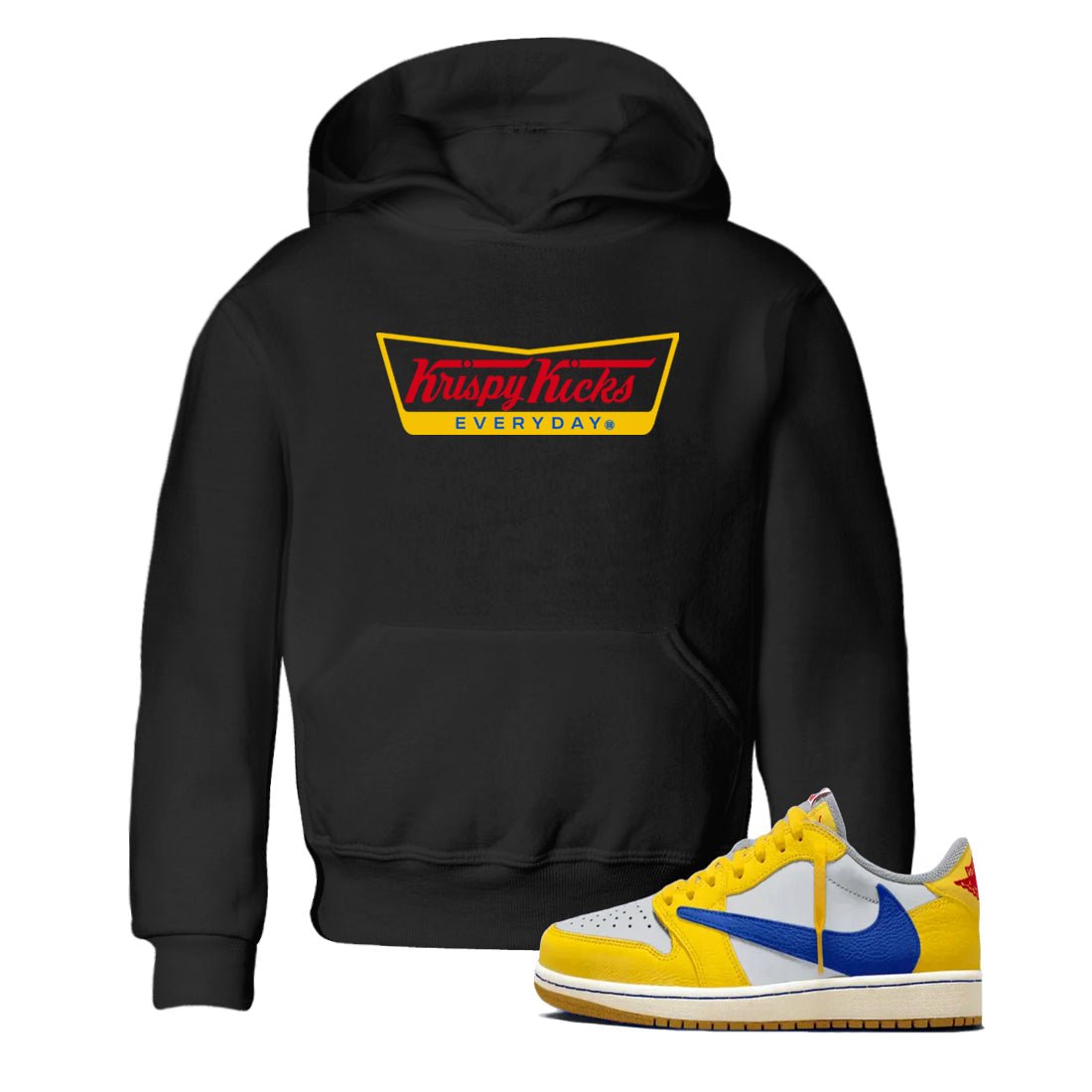Air Jordan 1 Low x Travis Scott x Canary shirts to match jordans Krispy Kicks sneaker match tees Travis Scott Canary SNRT Sneaker Release Tees Youth Baby Black 1 crew neck shirts