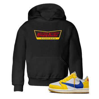 Air Jordan 1 Low x Travis Scott x Canary shirts to match jordans Krispy Kicks sneaker match tees Travis Scott Canary SNRT Sneaker Release Tees Youth Baby Black 1 crew neck shirts