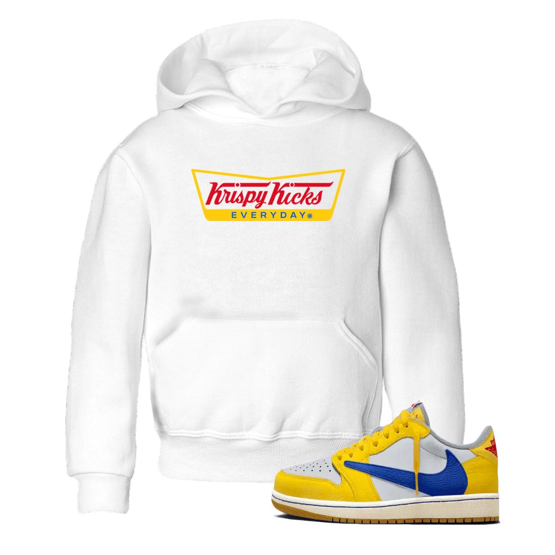Air Jordan 1 Low x Travis Scott x Canary shirts to match jordans Krispy Kicks sneaker match tees Travis Scott Canary SNRT Sneaker Release Tees Youth Baby White 1 crew neck shirts