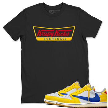 Air Jordan 1 Low x Travis Scott x Canary shirts to match jordans Krispy Kicks sneaker match tees Travis Scott Canary SNRT Sneaker Release Tees unisex cotton Black 1 crew neck shirts