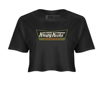 1s Travis Scott Medium Olive shirts to match jordans Krispy Kicks sneaker match tees Air Jordan 1 Travis Scott Medium Olive SNRT Sneaker Tees streetwear brand Black 2 crop tee