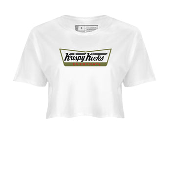 1s Travis Scott Medium Olive shirts to match jordans Krispy Kicks sneaker match tees Air Jordan 1 Travis Scott Medium Olive SNRT Sneaker Tees streetwear brand White 2 crop tee