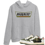 1s Travis Scott Medium Olive shirts to match jordans Krispy Kicks sneaker match tees Air Jordan 1 Travis Scott Medium Olive SNRT Sneaker Tees streetwear brand Heather Grey 1 unisex cotton tee