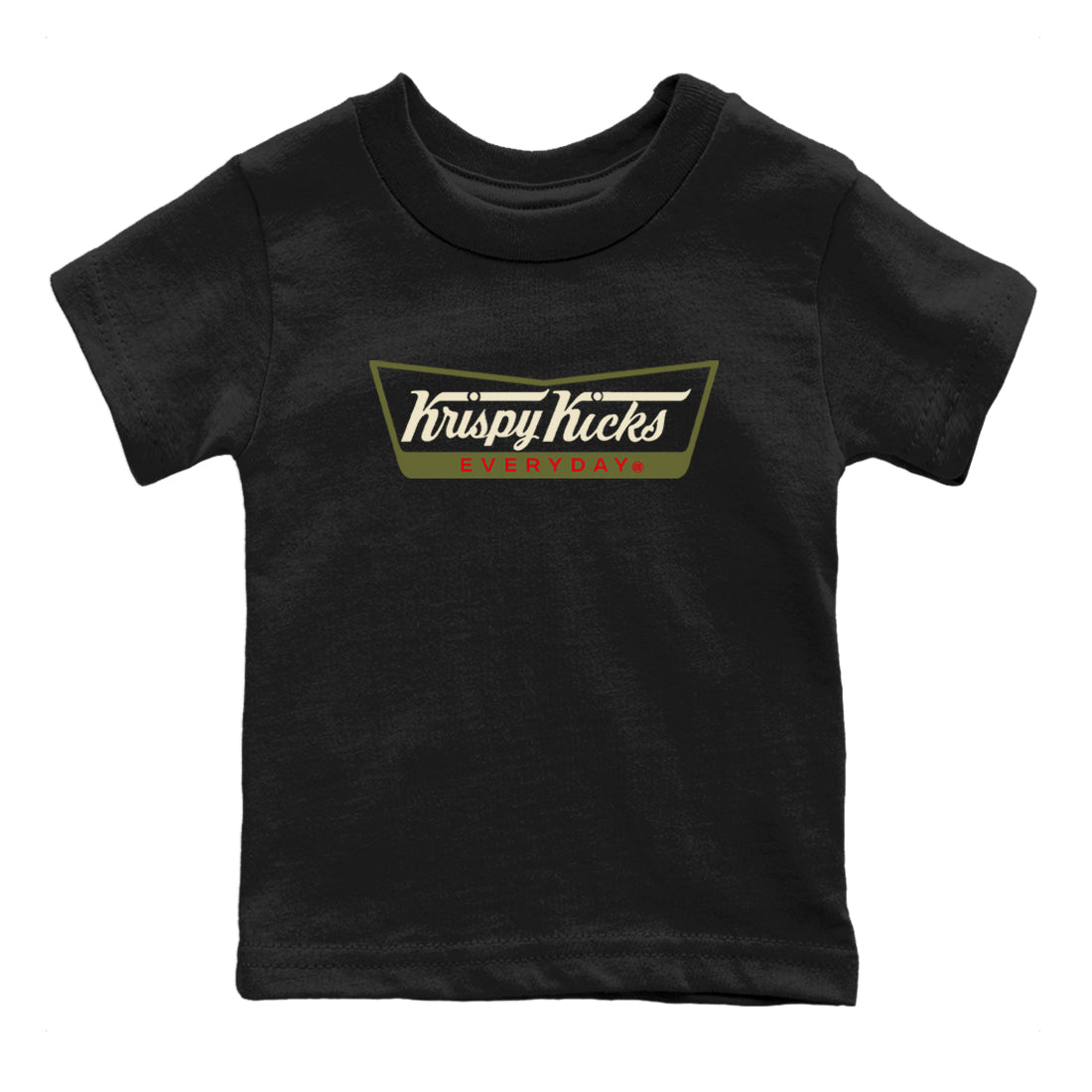 1s Travis Scott Medium Olive shirts to match jordans Krispy Kicks sneaker match tees Air Jordan 1 Travis Scott Medium Olive SNRT Sneaker Tees streetwear brand Baby and Youth Black 2 cotton tee